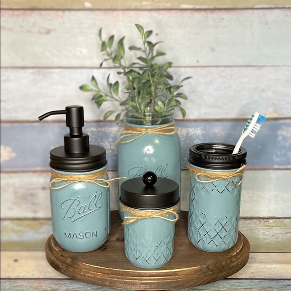 Hand Crafted Bath Custom Made Farmhouse Mason Jar Bathroom Set Poshmark